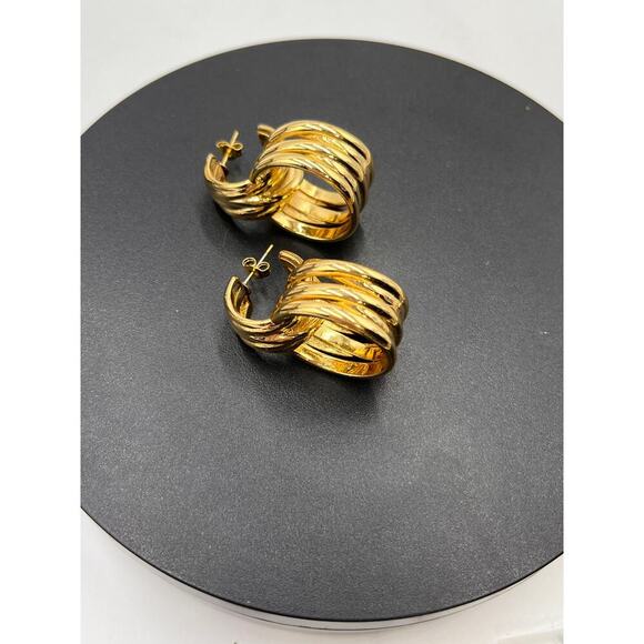 Oma‎ The Label The Idea 18k Gold Plated Chunky Hoop Statement Earring - Picture 9 of 9